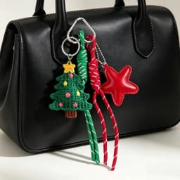 Lovely Weave Christmas Pendant Elk Cartoon Santa Claus Keychain Bag Pendant Charm New Year Gift Christmas Keyring Accessories