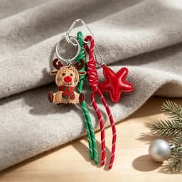Lovely Weave Christmas Pendant Elk Cartoon Santa Claus Keychain Bag Pendant Charm New Year Gift Christmas Keyring Accessories