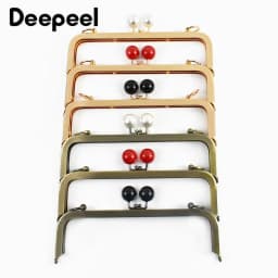 1/2Pcs 20cm Metal Pearl Head Handle Embossed Bag Kiss Clasp Handbag Frame Lock Buckle Purse Replace Handles DIY Accessories