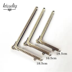 10 PCS 14.5 16.5 18.5cm L Shape Embossed Bronze Right Angle Coins Purse Frames DIY Metal Kiss Clasp Bags Accessory Parts