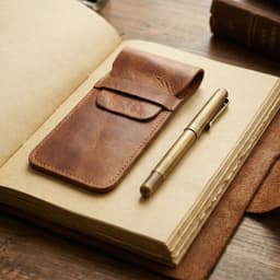 Cowhide Pen Case Holder Handmade Fountain Multi Pens Pouch Vegetable tanned leather Simple Pen Protective Sleeve Cover