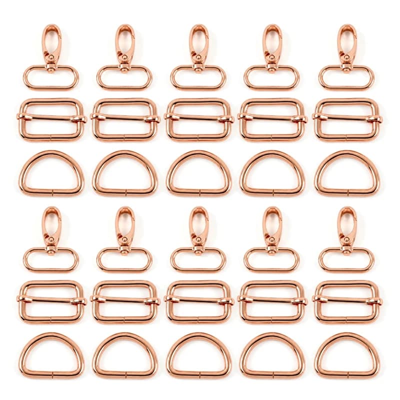 5Sets 20/25/32/38mm Metal D Ring Swivel Lobster Buckle for Bag Webbing Strap Hook Dog Collar Adjust Slider Clasp Sewing Hardware