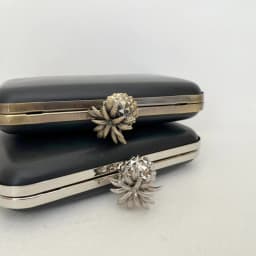 Antique DIY Bag Accessories Rectangle Metal Box Clutch Frame with Black Plastic Shell And Pineapple Top Head Purse Frame Mold