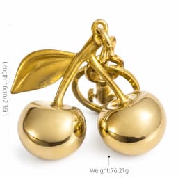 Fashion Gold Cherry Keychain Metal Cherry Bag Ornament Women Handbag Decor Car Key Ring Bag Pendant Accessory Gift