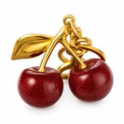 Fashion Gold Cherry Keychain Metal Cherry Bag Ornament Women Handbag Decor Car Key Ring Bag Pendant Accessory Gift