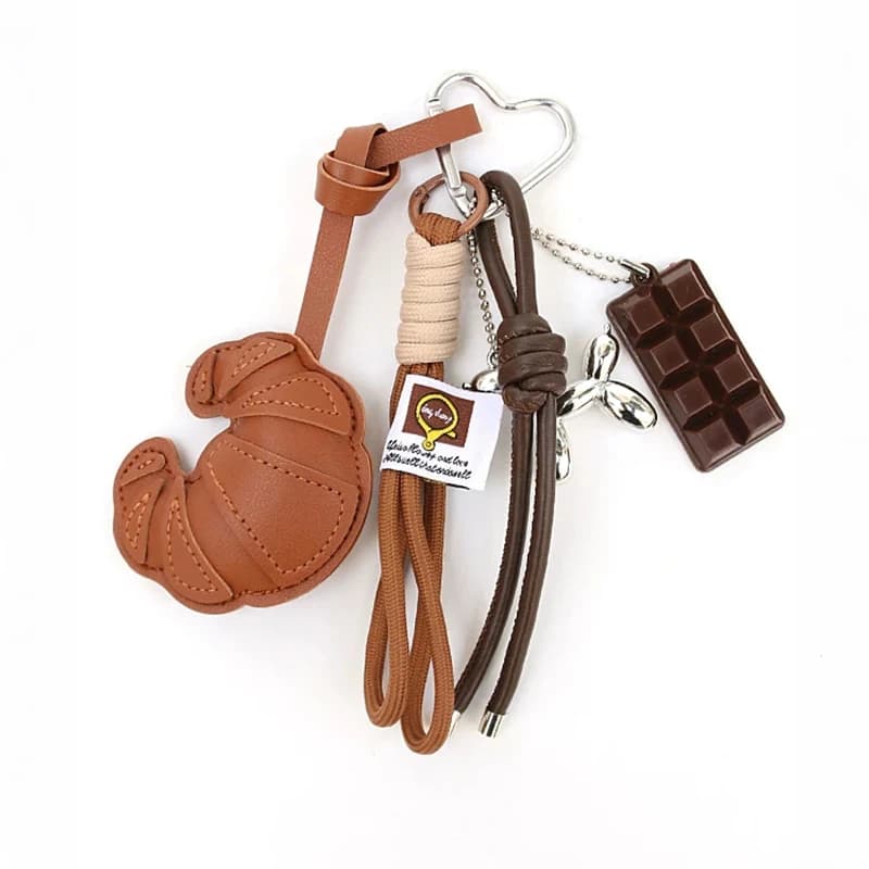 Lovely Hanger Pu Leather Croissant Pendant Fashion Bag Charm Heart Shaped Bag Decoration Bag Accessory Gift