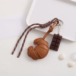 Lovely Hanger Pu Leather Croissant Pendant Fashion Bag Charm Heart Shaped Bag Decoration Bag Accessory Gift