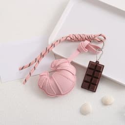 Lovely Hanger Pu Leather Croissant Pendant Fashion Bag Charm Heart Shaped Bag Decoration Bag Accessory Gift