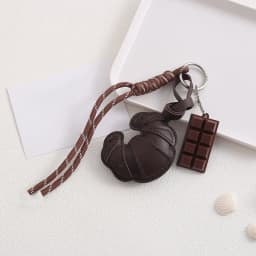 Lovely Hanger Pu Leather Croissant Pendant Fashion Bag Charm Heart Shaped Bag Decoration Bag Accessory Gift