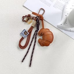 Lovely Hanger Pu Leather Croissant Pendant Fashion Bag Charm Heart Shaped Bag Decoration Bag Accessory Gift