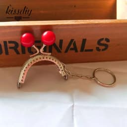 KISSDIY 7PCS 5CM Candy Ball Golden Metal Coin Purse Frames With Key Ring Bag Handle Kiss Clasp DIY Bag Accessories Wholesale