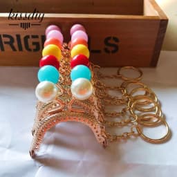 KISSDIY 7PCS 5CM Candy Ball Golden Metal Coin Purse Frames With Key Ring Bag Handle Kiss Clasp DIY Bag Accessories Wholesale