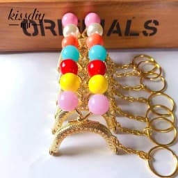 KISSDIY 7PCS 5CM Candy Ball Golden Metal Coin Purse Frames With Key Ring Bag Handle Kiss Clasp DIY Bag Accessories Wholesale