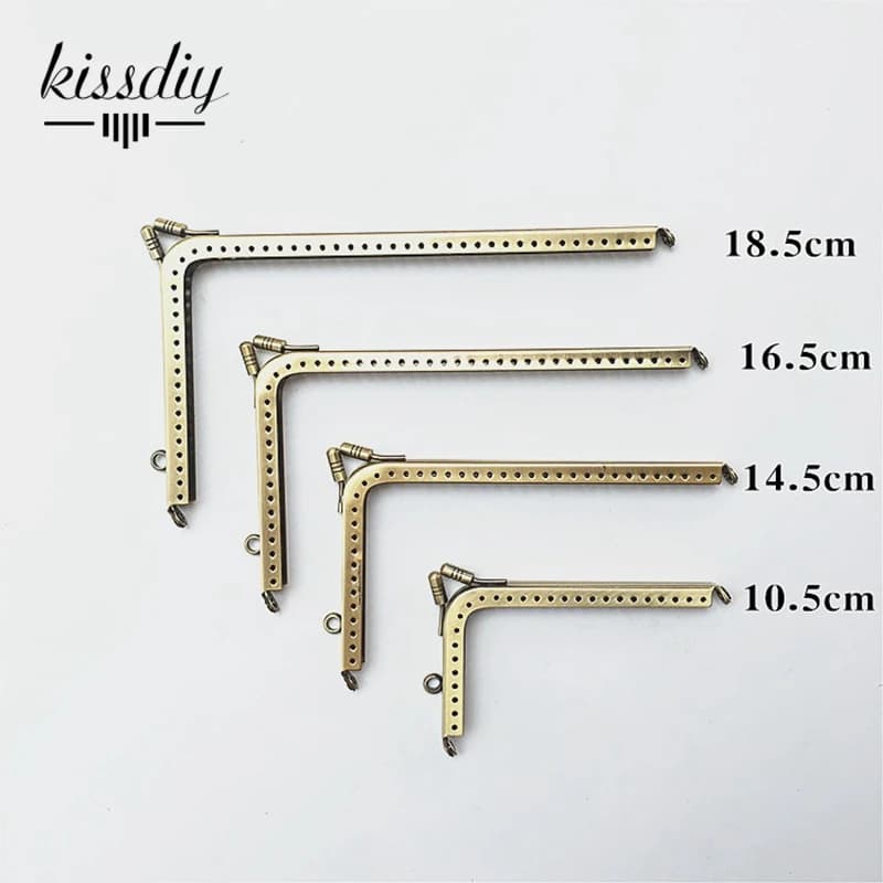 10 PCS 14.5 16.5 18.5cm L Shape Smooth Finish Bronze Right Angle Coins Purse Frames DIY Metal Kiss Clasp Bags Accessory Parts