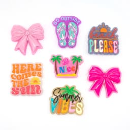 1/7pcs Bling Bling Bow Charms For Beach Bag Accessories Slippers Handbag Decoration Palm Beach Tote Bag Accessories