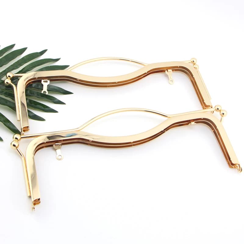 K666 light gold Smooth surface lip 27CM no hole screw delicate Luggage Accessories Hardware purse frame DIY Kiss lock bag