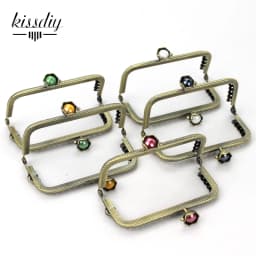 KISSDIY 5pcs mix color 8.5cm lotus Head Metal Purse Frame Bronze Square Lace kiss clasp Handle DIY Clutch Bag Accessories