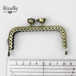 KISSDIY 5pcs mix color 8.5cm lotus Head Metal Purse Frame Bronze Square Lace kiss clasp Handle DIY Clutch Bag Accessories