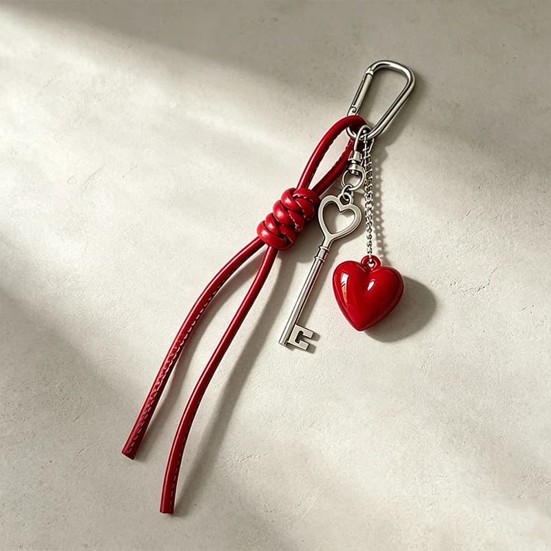 Fashionable Keychain Handmade Key Knot Keyring Heart Bag Pendant Versatile Phone Charm Hanging Accessory Gift