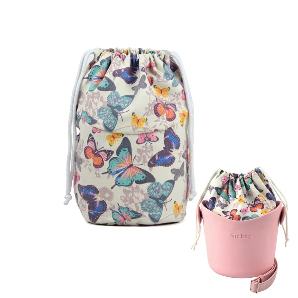 Tanqu New Drawstring Canvas Fabric Inner Pocket Lining for Obasket Obag Handbag Insert for O Basket O Bag