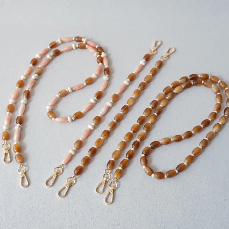 New Fashion Woman Bag Accessory Detachable Solid Beaded Chains Cute Acrylic Luxury Strap Women Bag Brown Shoulder Handle Chain