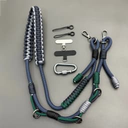 Black DIY Hand-braided Paracord Bag Strap Outdoor Multifunctional Anti-lost Adjustable Camera Phone Lanyard Shoulder Strap