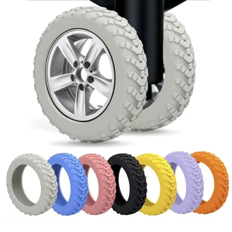 8PCS/Set Suitcase Wheels Protection Cover Silent Rubber Luggage Roller Cover Trolley Box Casters Cover Travel Luggage Caster Sho