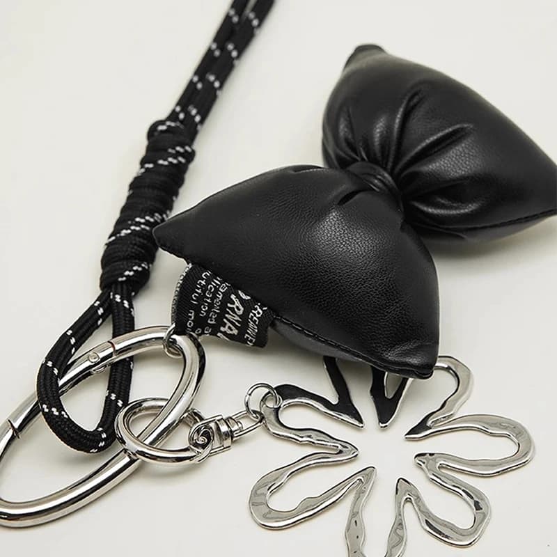 Bowknot Heart Pendant Cellphone Charm Hanging Detachable Bow Phone Lanyard Handmade Keychains for Women Bags Gift