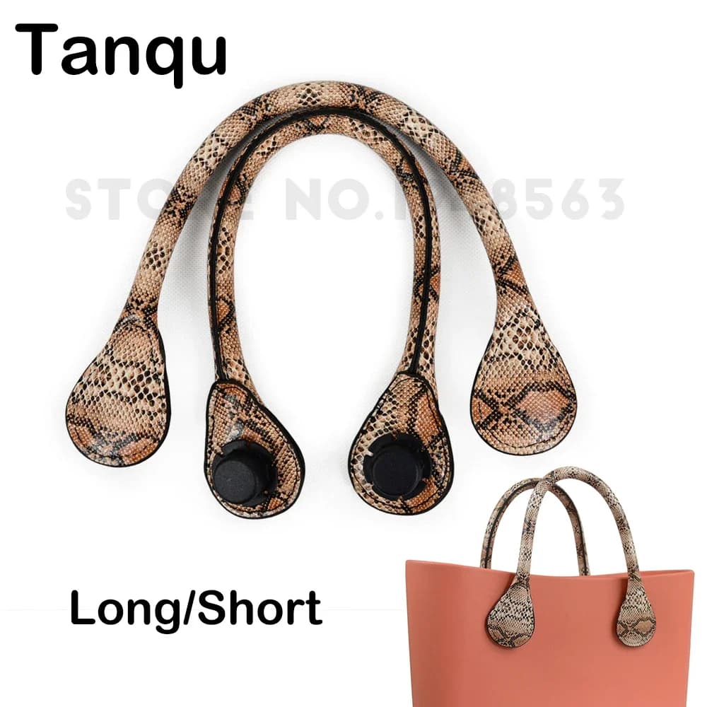 TANQU Long Short Faux Snakeskin Snake Skin Handle for Obag PU Leather Straps for O BAG Standard Mini Ochic O Chic Accessoires