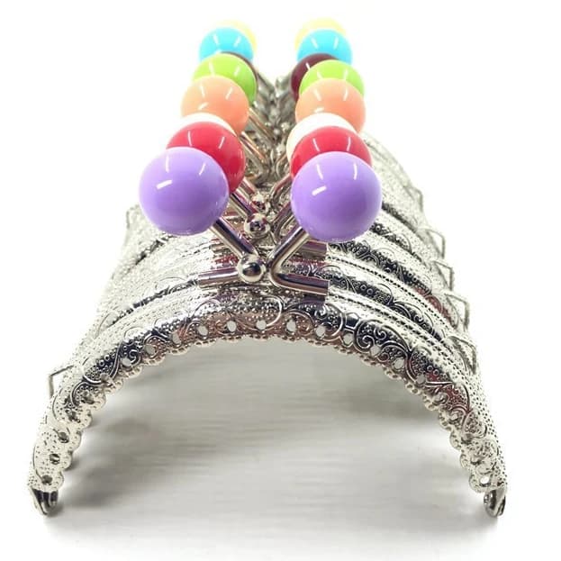 10PCS 8.5CM Small Candy Head Silver Semicircle Metal Coining Pattern Purse Frame Bag Kiss Clasp DIY Bag Sewing Accessories