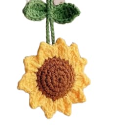 Women Pendant Pure Hand-woven Sunflower Bag Car Pendant Accessory Sunflower Crochet Solid Color Simple For Cute Funny Girls Gift