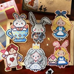 Journal GO 4pcs DIY Pixel Perler Bead Sticker Book Creative Journal Supplies Scrapbook Material Cute Pixel Bead Stickers