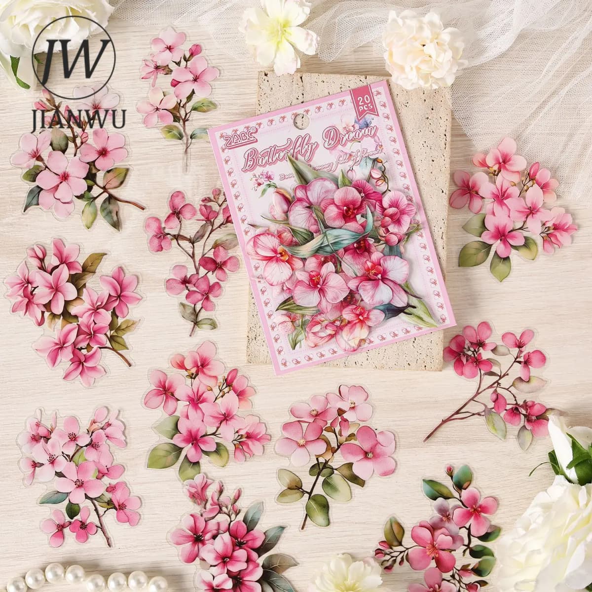 JIANWU Flowers Are in Good Place Series Vintage Landscape Material Collage Scrapbook PET Sticker Creative DIY Journal Stationery