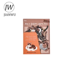 JIANWU Fuzzy Embroidery Cuties Series Kawaii Cat Dog Pet Landscape Material Collage Sticker Creative DIY Journal Stationery