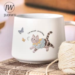 JIANWU Fuzzy Embroidery Cuties Series Kawaii Cat Dog Pet Landscape Material Collage Sticker Creative DIY Journal Stationery