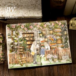 JIANWU Bookish Fragrance Fills Garden Series Vintage Flower Landscape Material Collage PET Sticker Creative Journal Stationery