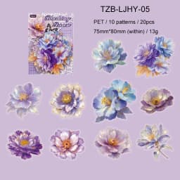 JIANWU Gilded Flower Language Series Vintage Floral Landscape Material Collage PET Sticker Creative DIY Journal Stationery