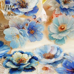 JIANWU Gilded Flower Language Series Vintage Floral Landscape Material Collage PET Sticker Creative DIY Journal Stationery