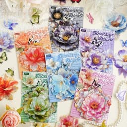 JIANWU Gilded Flower Language Series Vintage Floral Landscape Material Collage PET Sticker Creative DIY Journal Stationery