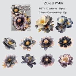 JIANWU Gilded Flower Language Series Vintage Floral Landscape Material Collage PET Sticker Creative DIY Journal Stationery