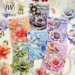 JIANWU Gilded Flower Language Series Vintage Floral Landscape Material Collage PET Sticker Creative DIY Journal Stationery