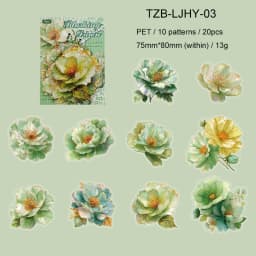 JIANWU Gilded Flower Language Series Vintage Floral Landscape Material Collage PET Sticker Creative DIY Journal Stationery