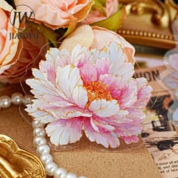 JIANWU Gilded Flower Language Series Vintage Floral Landscape Material Collage PET Sticker Creative DIY Journal Stationery