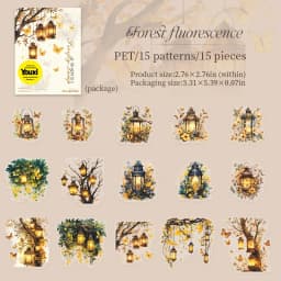 JIANWU Firefly Lamp Series Vintage Flower Light Landscape Material Collage PET Sticker Creative DIY Journal Scrapbook Stationery