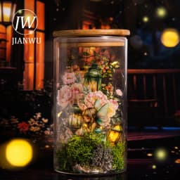 JIANWU Firefly Lamp Series Vintage Flower Light Landscape Material Collage PET Sticker Creative DIY Journal Scrapbook Stationery
