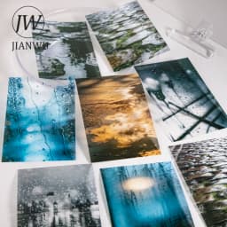 JIANWU Summer Vibe Series Vintage Rain Sea Flower Shadow Landscape Material Collage PET Sticker Creative DIY Journal Stationery