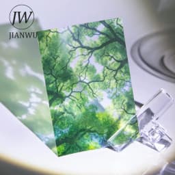 JIANWU Summer Vibe Series Vintage Rain Sea Flower Shadow Landscape Material Collage PET Sticker Creative DIY Journal Stationery