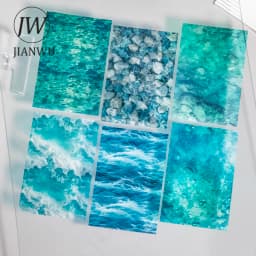 JIANWU Summer Vibe Series Vintage Rain Sea Flower Shadow Landscape Material Collage PET Sticker Creative DIY Journal Stationery