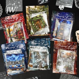 JIANWU Moment of Light Series Vintage Rain Snow Street Landscape Material Collage PET Sticker Creative DIY Journal Stationery