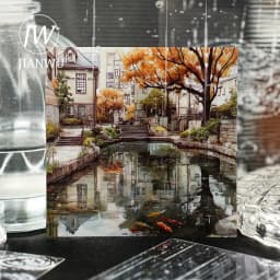 JIANWU Moment of Light Series Vintage Rain Snow Street Landscape Material Collage PET Sticker Creative DIY Journal Stationery